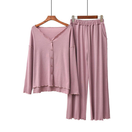 Women's Pajama Set Soft Long Sleeve Pajamas & Long Pants Button-up Sleepwear Lounge Pjs