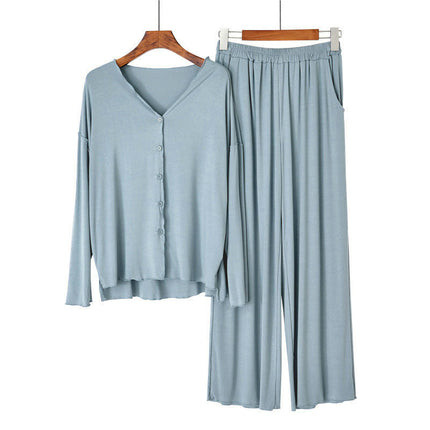 Women's Pajama Set Soft Long Sleeve Pajamas & Long Pants Button-up Sleepwear Lounge Pjs