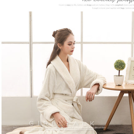 Women's Long Soft Warm Fleece Plush Bathrobe Pajamas Housecoat Nightgown