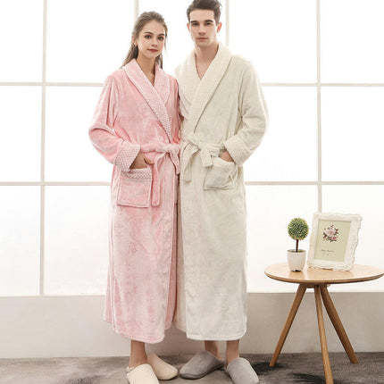 Women's Long Soft Warm Fleece Plush Bathrobe Pajamas Housecoat Nightgown