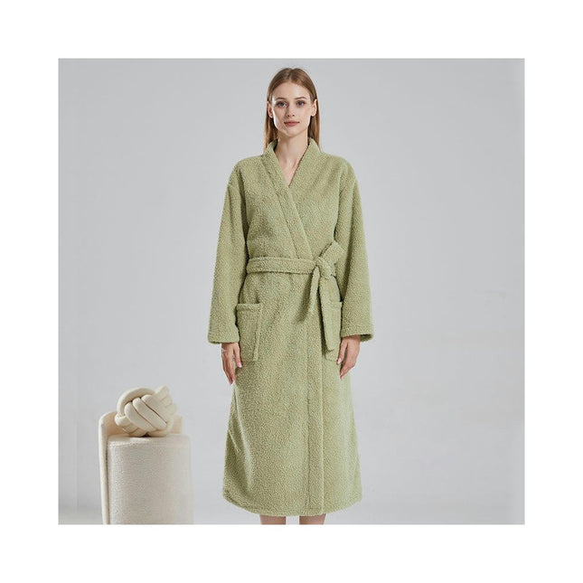 Women's Plush Soft Robe Fluffy Warm Fleece Bathrobe Nightgown