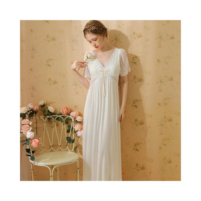 Women's Victorian Princess Nightgown Short Sleeve Nightdress Vintage Nightgowns