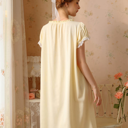 Women's Vintage Victorian Sleepwear Short Sleeve Nightgown Sleep Dress