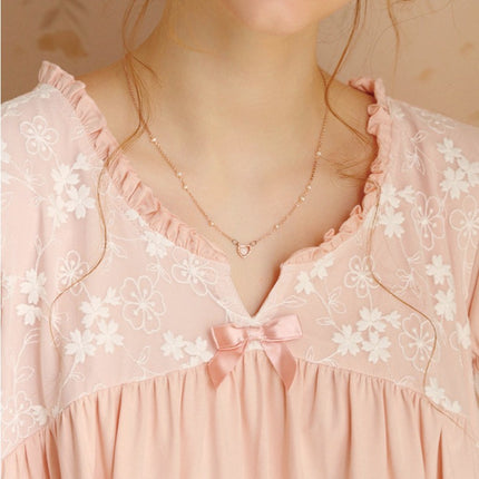 Women's Vintage Victorian Sleepwear Short Sleeve Nightgown Sleep Dress