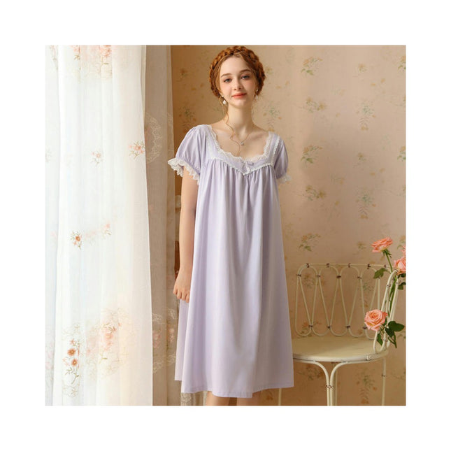 Women's Vintage Victorian Sleepwear Short Sleeve Sleep Dress
