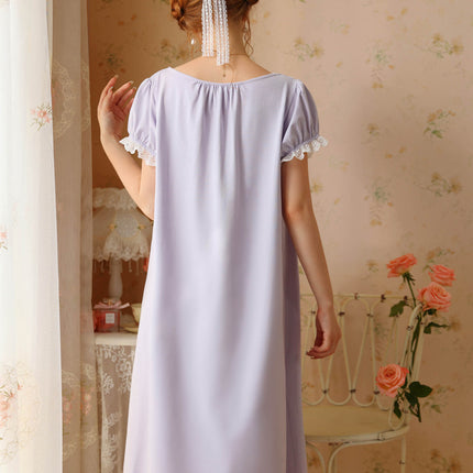 Women's Vintage Victorian Sleepwear Short Sleeve Sleep Dress