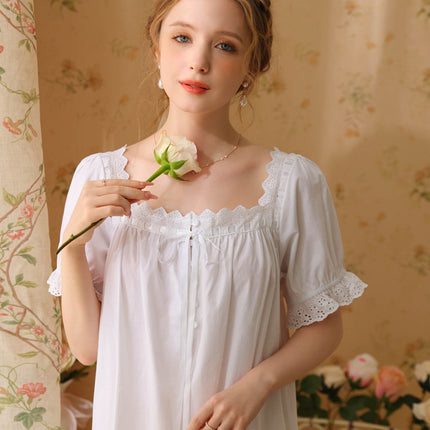 Women's Vintage Nightgown Lace Sleepwear Long Nightdress