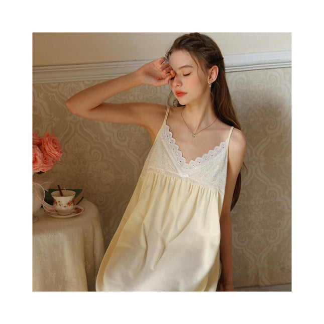 Women's Sexy Lace Sleep Dress Victorian Sleepshirt Sleeveless Nightdress