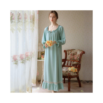 Women's Cotton Nightgown Vintage Sleepwear Victorian Lace Nightdress