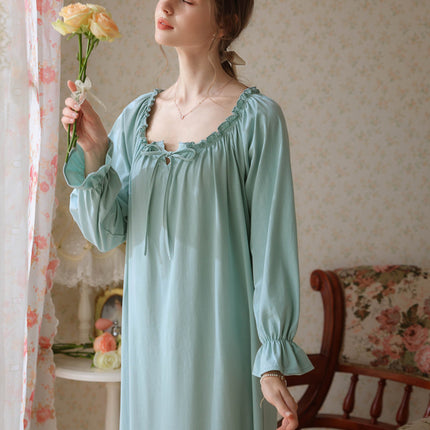 Women's Cotton Nightgown Vintage Sleepwear Victorian Lace Nightdress