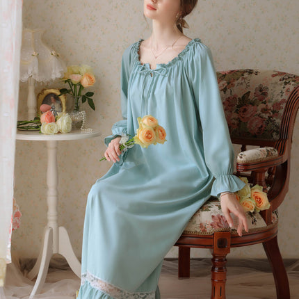 Women's Cotton Nightgown Vintage Sleepwear Victorian Lace Nightdress