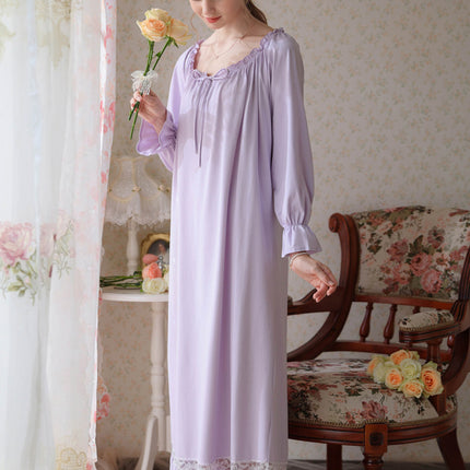 Women's Cotton Nightgown Vintage Sleepwear Victorian Lace Nightdress