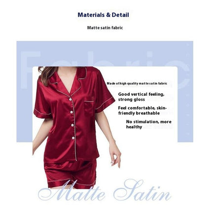 Women's Silk Satin Pajamas Set Two-piece Pj Sets Sleepwear Loungewear Button-Down Pj Sets