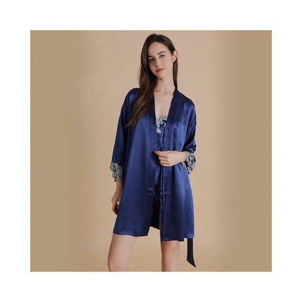 Women's Silk Robes Silk Nightgown and Robes Lace Cami Sleepwear with Robe