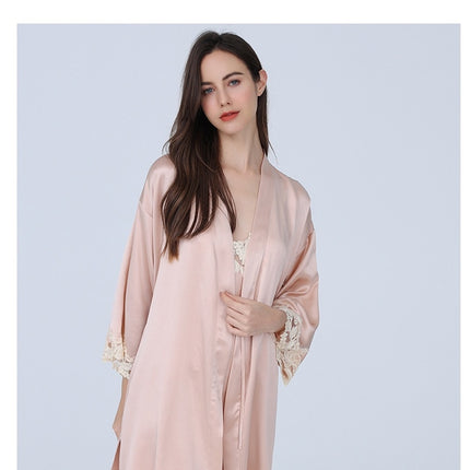 Women's Silk Robes Silk Nightgown and Robes Lace Cami Sleepwear with Robe