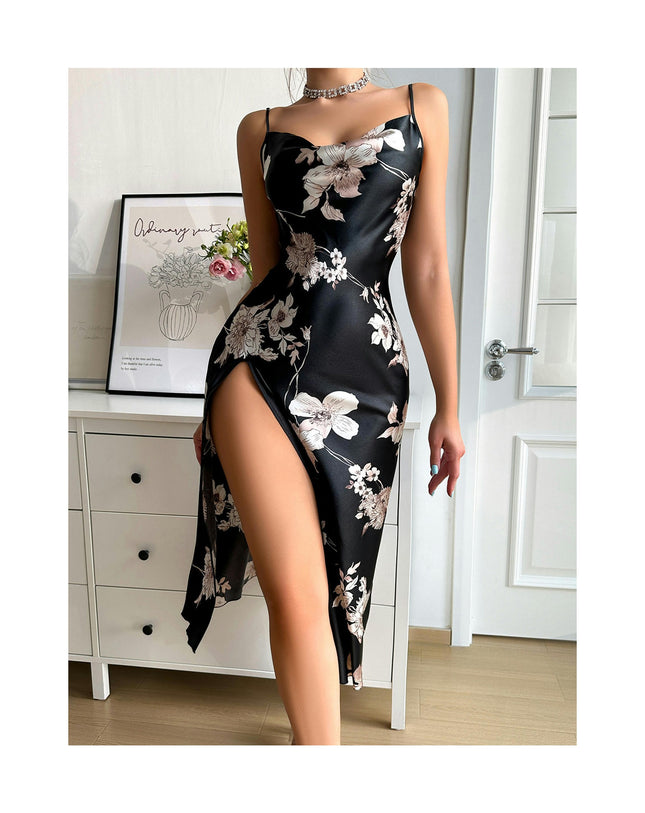 Women's Sexy Satin Long Nightgown V Neck Sleepwear Sleep Dress Sleeveless Sleepwear