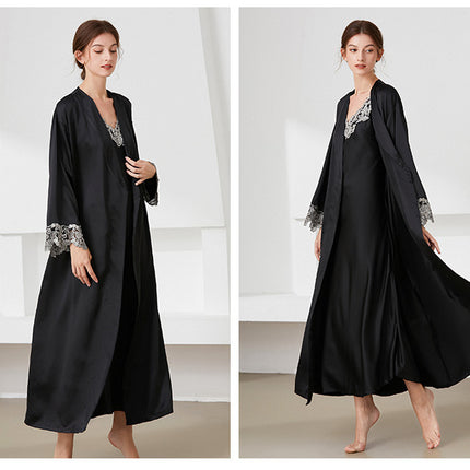 Women's Satin Kimono Robes Nightgown and Lace Cami Sleepwear