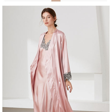 Women's Satin Kimono Robes Nightgown and Lace Cami Sleepwear