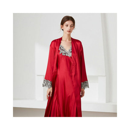 Women's Satin Kimono Robes Nightgown and Lace Cami Sleepwear