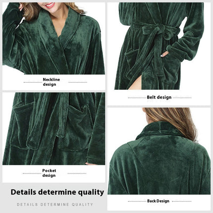 Women's Fuzzy Plush Fleece Winter Robe Warm Soft Fluffy Bathrobe
