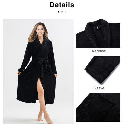 Women's Fuzzy Plush Fleece Winter Robe Warm Soft Fluffy Bathrobe