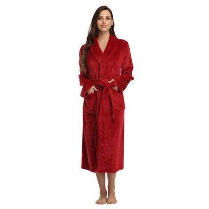 Women's Fuzzy Plush Fleece Winter Robe Warm Soft Fluffy Bathrobe
