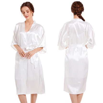 Women's Silk Robes Bride Bridesmaid Kimono Satin Bathrobe Cami Sleepwear Set