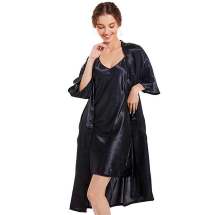 Women's Silk Robes Bride Bridesmaid Kimono Satin Bathrobe Cami Sleepwear Set