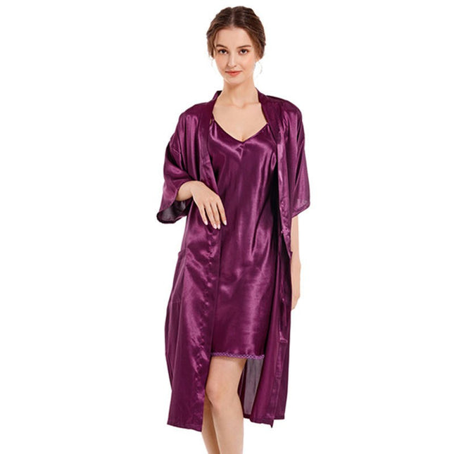 Women's Silk Robes Bride Bridesmaid Kimono Satin Bathrobe Cami Sleepwear Set