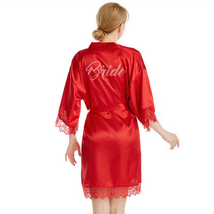 Women's Satin Kimono Robe for Bridesmaid and Bride Wedding Kimono Dressing Gown