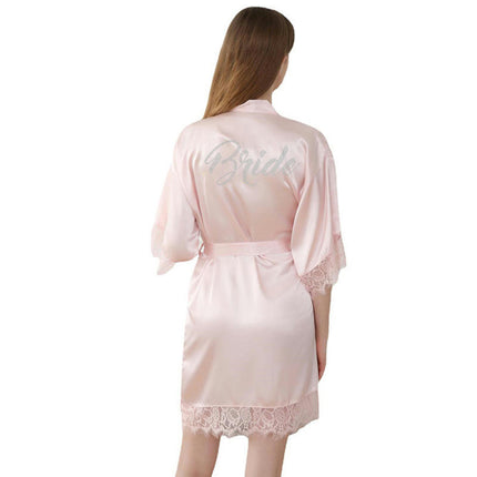 Women's Satin Kimono Robe for Bridesmaid and Bride Wedding Kimono Dressing Gown