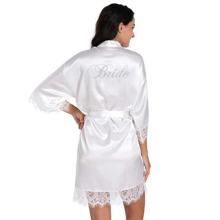 Women's Satin Kimono Robe for Bridesmaid and Bride Wedding Kimono Dressing Gown