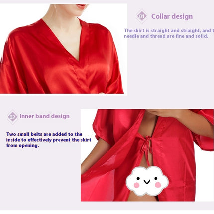 Women's Satin Kimono Robe for Bridesmaid and Bride Wedding Kimono Dressing Gown