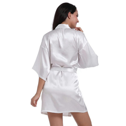 Women's Satin Robe Kimono Bathrobes for Bride Bridesmaid Wedding Party Robes-A2