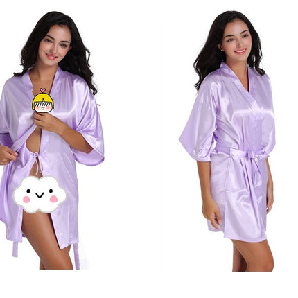 Women's Satin Robe Kimono Bathrobes for Bride Bridesmaid Wedding Party Robes-A3