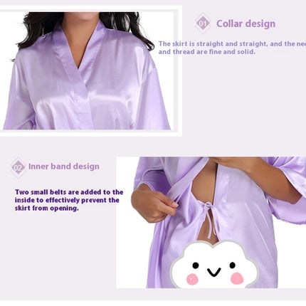 Women's Satin Robe Kimono Bathrobes for Bride Bridesmaid Wedding Party Robes-A3