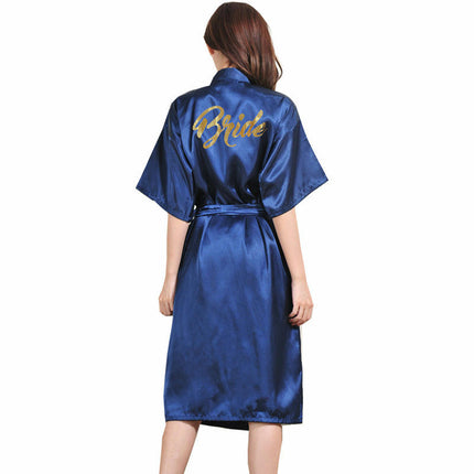 Women's Satin Kimono Robes Bridesmaid Wedding Robes Silky Long Bathrobes