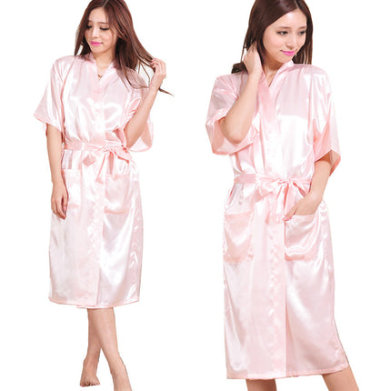 Women's Satin Kimono Robes Bridesmaid Wedding Robes Silky Long Bathrobes