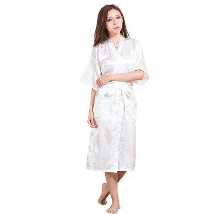 Women's Satin Kimono Robes Bridesmaid Wedding Robes Silky Long Bathrobes