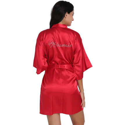 Women's Satin Robe Kimono Bathrobes for Bride Bridesmaid Wedding Party Robes-A4