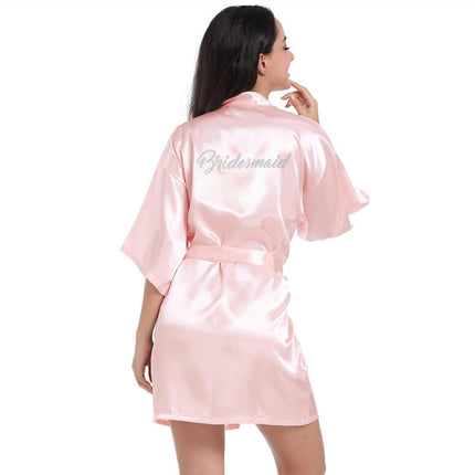 Women's Satin Robe Kimono Bathrobes for Bride Bridesmaid Wedding Party Robes-A4