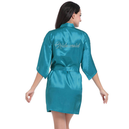 Women's Satin Robe Kimono Bathrobes for Bride Bridesmaid Wedding Party Robes-A4