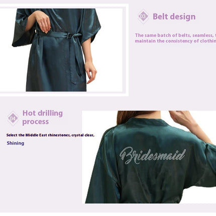 Women's Satin Robe Kimono Bathrobes for Bride Bridesmaid Wedding Party Robes-A4
