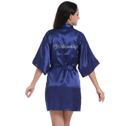 Women's Satin Robe Kimono Bathrobes for Bride Bridesmaid Wedding Party Robes-A4