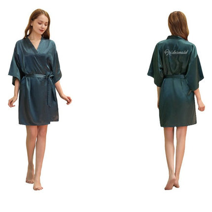 Women's Satin Robe Kimono Bathrobes for Bride Bridesmaid Wedding Party Robes-A4