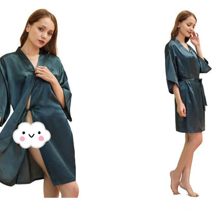 Women's Satin Robe Kimono Bathrobes for Bride Bridesmaid Wedding Party Robes-A4