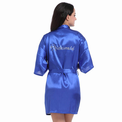 Women's Satin Robe Kimono Bathrobes for Bride Bridesmaid Wedding Party Robes-A4