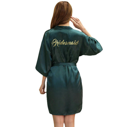 Women's Satin Robe Kimono Bathrobes for Bride Bridesmaid Wedding Party Robes-A7