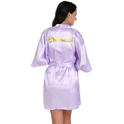 Women's Satin Robe Kimono Bathrobes for Bride Bridesmaid Wedding Party Robes-A7