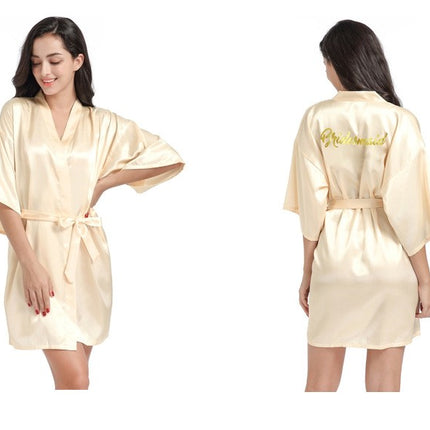 Women's Satin Robe Kimono Bathrobes for Bride Bridesmaid Wedding Party Robes-A7
